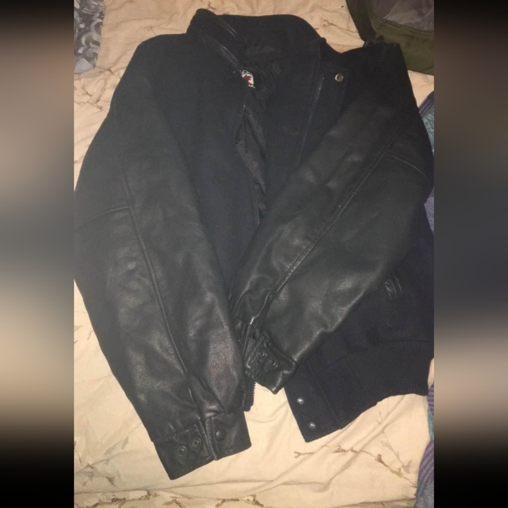 Bomber leather jacket winter